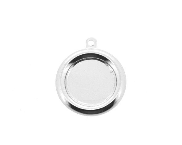 Caixa pingente redondo banho prata - 15x10 mm (un) FL-513